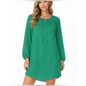 GIBSON Green Long Sleeve Mini Shift Dress